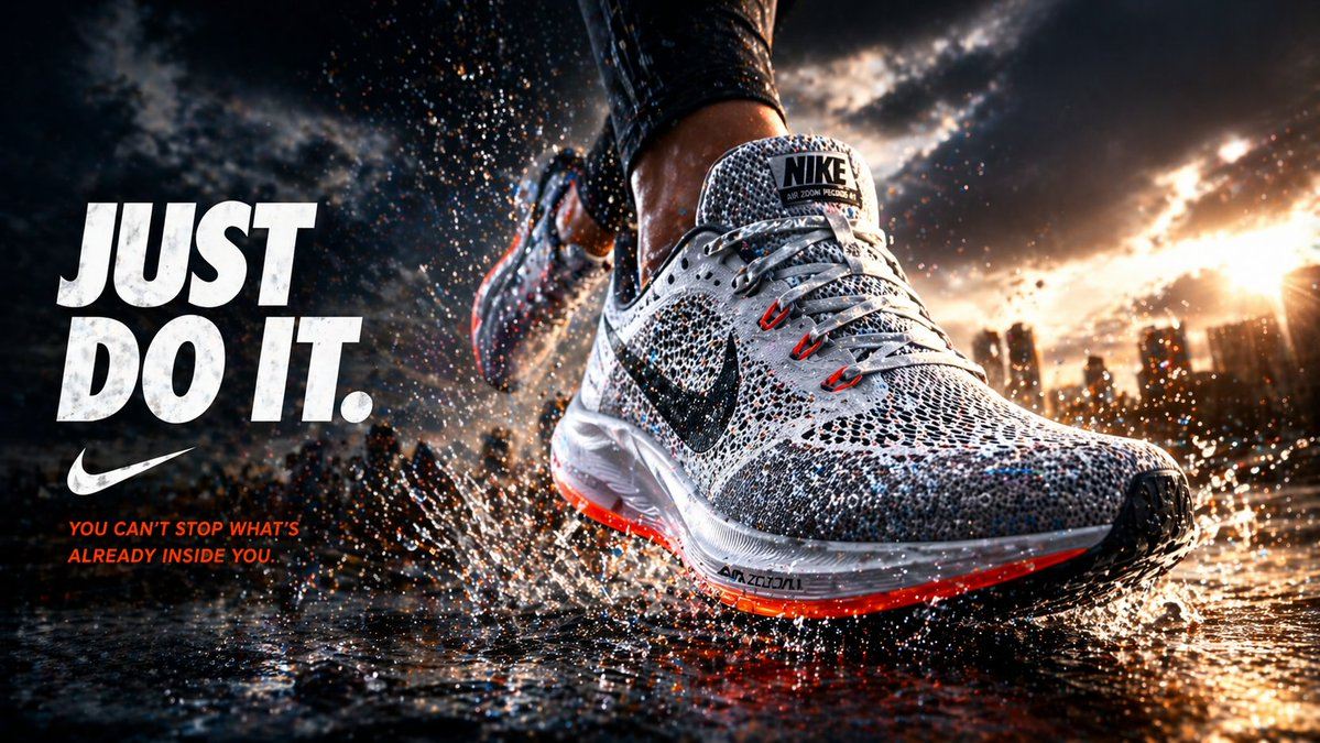 cinematic running shoe ad poster kopimuria